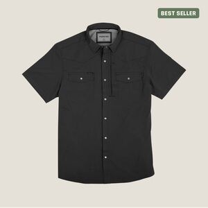 Poncho Men's Black Casual Button Down Shirt